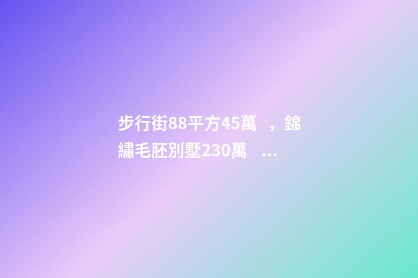 步行街88平方45萬，錦繡毛胚別墅230萬，城南自建房273平帶院165萬